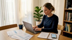 E-commerce manager reviewing SEO analytics at home